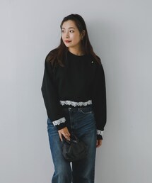 F by ROSSO　レース付きダンボールスウェット