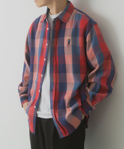 ITEMS URBANRESEARCH（アイテムズ アーバンリサーチ）の「TeddyBearワンポイントチェックネルシャツ（シャツ/ブラウス・メンズ・BEG/RED・M/L）」の2枚目の写真