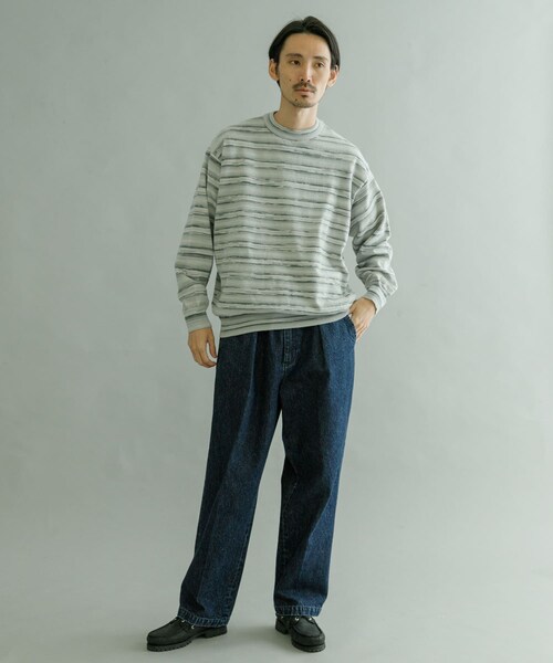 URBAN RESEARCH(アーバンリサーチ)の「マルチボーダークルーネックニット(ニット/セーター・メンズ・GRAY/YELLOW・M/L)」の5枚目の写真