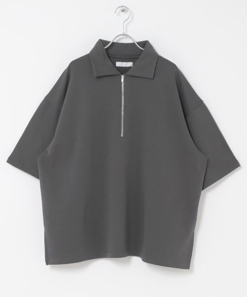 SENSE OF PLACE by URBAN RESEARCH（センスオブプレイスバイアーバンリサーチ）の「ダンボールポンチハーフジップショートスリーブTシャツ（Tシャツ/カットソー・メンズ・BLACK/TOP GRAY/CHARCOAL/YELLOW・M/L）」の5枚目の写真