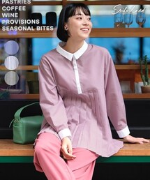 nissen | 大きいサイズ タックシャツチュニック(シャツ/ブラウス)