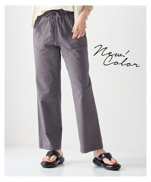 nissen（ニッセン）の「綿混スラブちょいゆるストレートパンツ（ゆったりヒップ）＜大きいサイズ有＞（パンツ・レディース・ナチュラルベージュ/ネイビー/オフホワイト/カーキ/チャコール・L/LL/3L/4L/5L/6L/8L/10L/S/M）」の18枚目の写真