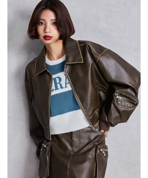 GYDA（ジェイダ）の「URBAN EDGEフェイクレザーユーティリティーブルゾン（ブルゾン・レディース・ブラック/レッド/ブラウン・F）」の6枚目の写真