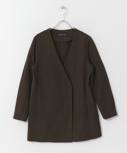 URBAN RESEARCH（アーバンリサーチ）の「ノーカラーヘリンボンジャケット（ノーカラージャケット・レディース・BROWN/D.GRY・36/38）」の22枚目の写真