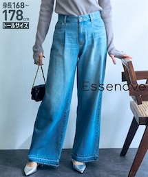 slattgir | 高身長 タックデニムワイドパンツ(トールサイズ)Essenave(デニムパンツ)