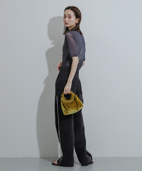 SENSE OF PLACE by URBAN RESEARCH（センスオブプレイスバイアーバンリサーチ）の「コードシシュウカットトップ（Tシャツ/カットソー・レディース・CHARCOAL/IVORY/BROWN・one）」の20枚目の写真