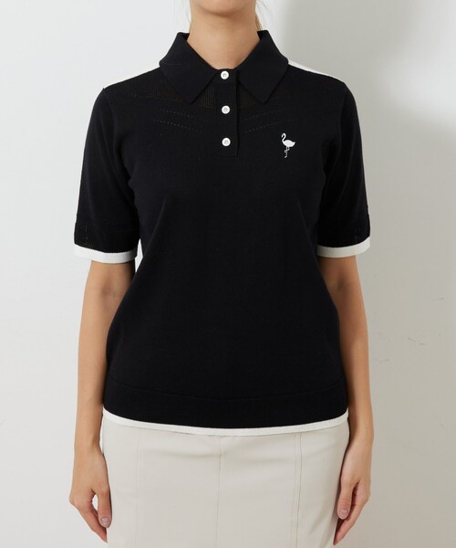 ROPE'(ロペ)の「ハーフスリーブニットポロ襟プルオーバー(ニット/セーター・レディース・ブラック/ホワイト系/イエロー・L/M/S)」の17枚目の写真