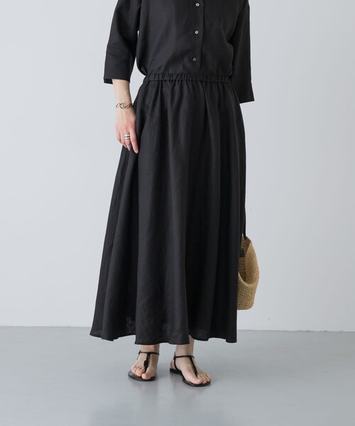 かぐれ（カグレ）の「リネンフレアスカート（スカート・レディース・BLACK/BROWN/BLUE GREEN・Free）」の5枚目の写真