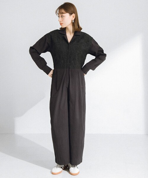 URBAN RESEARCH Sonny Label（アーバンリサーチサニーレーベル）の「エンブロイダリーオールインワン（サロペット/オーバーオール・レディース・ブラック/ベージュ・36/38）」の8枚目の写真