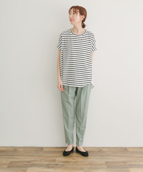 ITEMS URBANRESEARCH（アイテムズ アーバンリサーチ）の「ナイロンドッキングフレンチプルオーバー（Tシャツ/カットソー・レディース・NVY×OFF/OFF×BLK/MNT・FREE）」の9枚目の写真