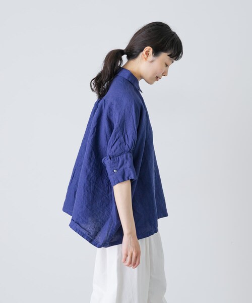 かぐれ（カグレ）の「Honnete　H/SLV GATHER SHIRTS（シャツ/ブラウス・レディース・BLUE/NOIR/SILVER・One）」の14枚目の写真