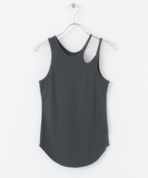 KBF（ケイビーエフ）の「アシメネックタンクトップ（タンクトップ・レディース・CHARCOAL/IVORY/ORG BROWN・one）」の11枚目の写真