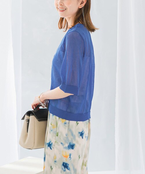 URBAN RESEARCH ROSSO（アーバンリサーチロッソ）の「デザインボタンシアーカーディガン（カーディガン/ボレロ・レディース・WHITE/BLUE・FREE）」の12枚目の写真