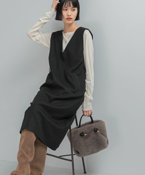 URBAN RESEARCH ROSSO（アーバンリサーチロッソ）の「『UR TECH』　 ジャンパーワンピース（ワンピース・レディース・BEIGE/MOCHA/BLACK・36/38）」の9枚目の写真