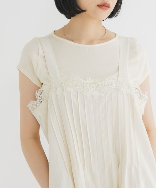KBF（ケイビーエフ）の「タックドレープTEE（Tシャツ/カットソー・レディース・OFF/BLACK/MELON/CHALK・One）」の4枚目の写真