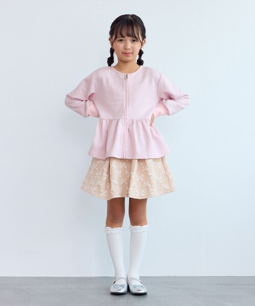 ROPE' PICNIC(ロペピクニック)の「【KIDS/キッズ】ラメ裏毛ペプラムジップカーディガン(カーディガン/ボレロ・キッズ・ブラック/ベージュ/ピンク・L/M/S)」の22枚目の写真