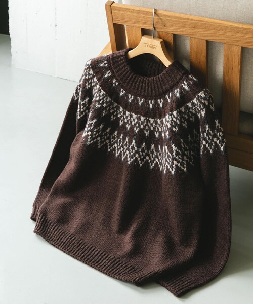 URBAN RESEARCH DOORS（アーバンリサーチドアーズ）の「求心柄モックネックニット（ニット/セーター・メンズ・OFF/BROWN/CHARCOAL・M/L）」の6枚目の写真