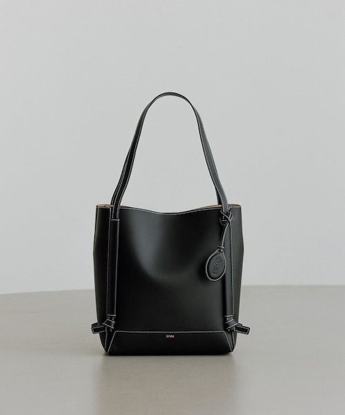 ROPE'(ロペ)の「【E'POR】KNOT BAG Medium/A4対応・通勤・撥水・軽量・26AW新型(トートバッグ・レディース・ブラック/ダークブラウン・F)」の1枚目の写真