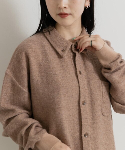 THE GOODLAND MARKET（ザグッドランドマーケット）の「FFM　TWEEDLIKE SHIRTS（カーディガン/ボレロ・レディース・Black/Beige・1/2）」の10枚目の写真