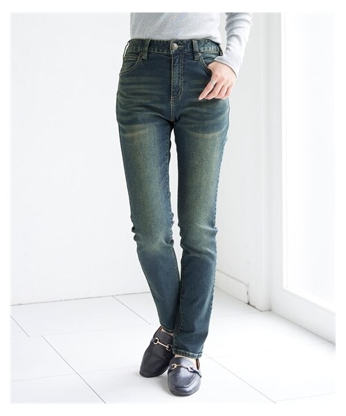 nissen（ニッセン）の「大きいサイズ　すごのびストレッチデニムスリムパンツ（選べる太もも）（選べる3レングス）【lafarfa　掲載商品】（デニムパンツ・レディース・ユーズドブルー/オーバーダイブラウン/インディゴブルー/ライトブルー・73/76/80/84/88/92/96/98/106/114/122/130/138/146/154）」の13枚目の写真