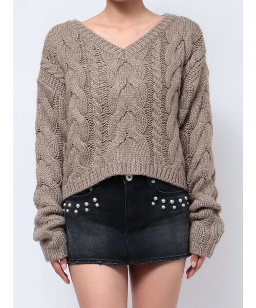 ニット セーター BIGケーブルLOOSE ニット トップス レディース GYDA（ジェイダ）の「BIGケーブルLOOSE ニット トップス（ニット