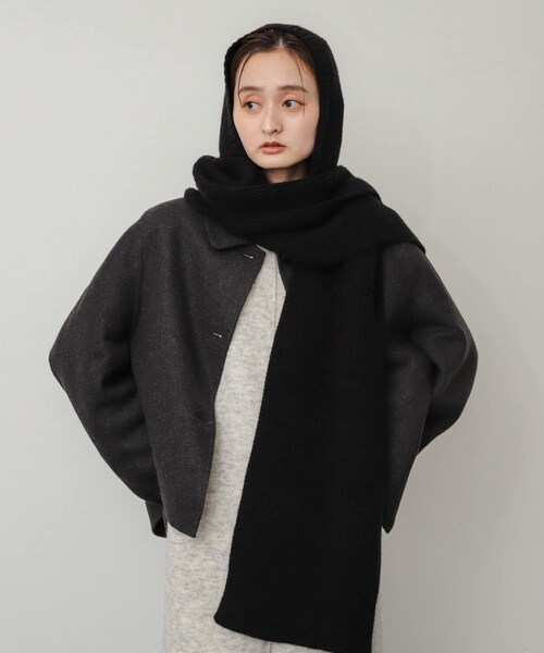 SENSE OF PLACE by URBAN RESEARCH（センスオブプレイスバイアーバンリサーチ）の「フードツキニットストール（ストール/ショール・レディース・IVORY/BLACK・one）」の16枚目の写真