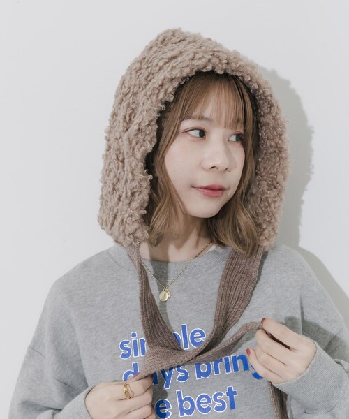 SMELLY（スメリー）の「ループボアボンネット（ニットキャップ/ビーニー・レディース・BEG/BLK・-）」の21枚目の写真