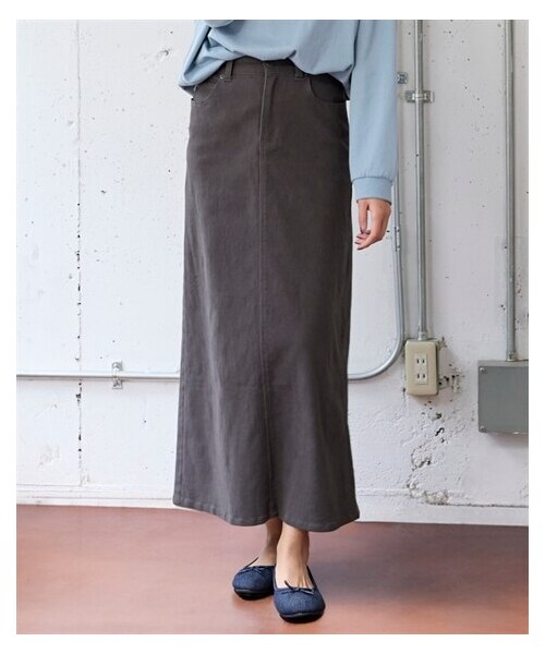 nissen（ニッセン）の「ストレッチゆるリラックスカラーデニムスカート（ゆったりヒップ）＜大きいサイズ有＞（スカート・レディース・ソフトピンク/ソフトカーキ/バニラソフト/セサミグレー/ラベンダー・L/LL/3L/4L/5L/6L/8L/10L/M/S）」の15枚目の写真