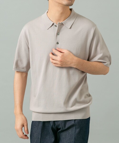 URBAN RESEARCH ROSSO（アーバンリサーチロッソ）の「『WEB限定』シルク混サマーニットポロシャツ（ポロシャツ・メンズ・GREIGE/BLUE GRAY/BROWN・M/L）」の9枚目の写真
