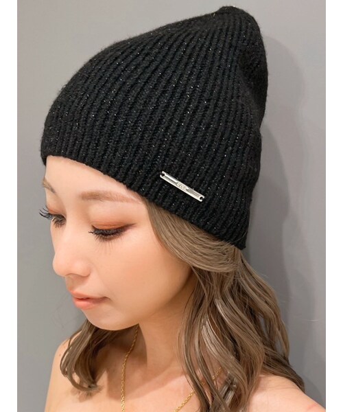 GYDA（ジェイダ）の「GYDAプレートスパンコールニットビーニー（ニットキャップ/ビーニー・レディース・グレー/ブラック・F）」の4枚目の写真