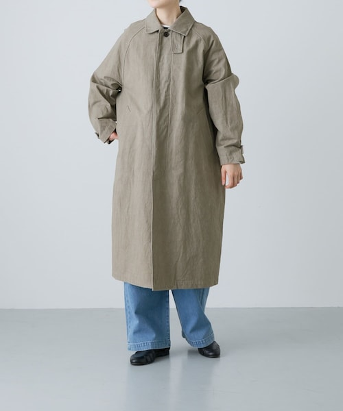 かぐれ（カグレ）の「コットンリネンステンカラーコート（ステンカラーコート・レディース・PURPLE/BEIGE・FREE）」の13枚目の写真