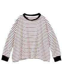 QUNTSTYLE | 綿１００％ビッグシルエットボーダーTシャツ（男の子・女の子)(Tシャツ/カットソー)