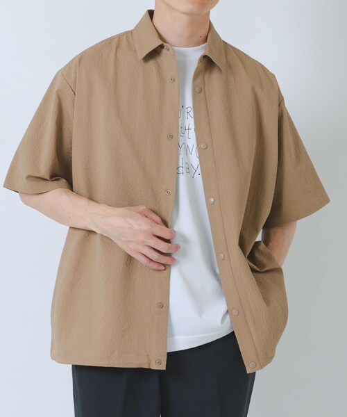 ITEMS URBANRESEARCH（アイテムズ アーバンリサーチ）の「『接触冷感/イージーケア/吸水速乾/撥水/防汚』高機能シアサッカー サイドストレージシャツ(楽着シリーズ)（シャツ/ブラウス・メンズ・BLACK/BEIGE/L.BLUE・M/L）」の19枚目の写真