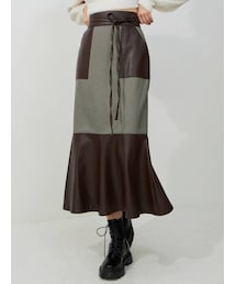 MERCURYDUO | ハイウエストフェイクレザードッキングスカート(スカート)