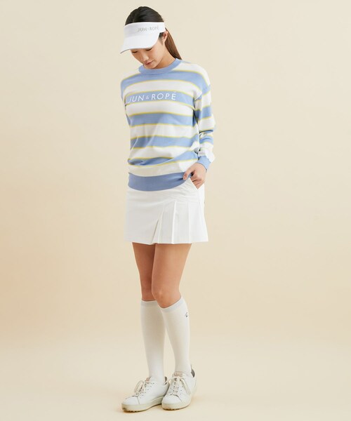 ROPE'（ロペ）の「ロゴ入りボーダー長袖プルオーバー（ニット/セーター・レディース・ライトグリーン/サックス/ピンク・L/M/S）」の15枚目の写真