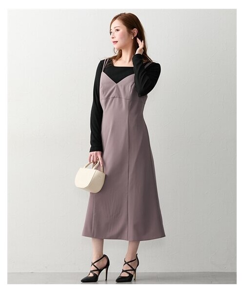 nissen（ニッセン）の「【大きい胸専用】２WAYダブルストラップキャミワンピース（ポケット付）（ワンピース・レディース・モカ/ブラック・FM/FL/FLL/F3L）」の4枚目の写真