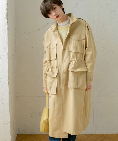 KBF(ケイビーエフ)の「ドロストミリタリーコート(ミリタリージャケット・レディース・BEIGE/KHAKI/ORANGE・one)」の13枚目の写真