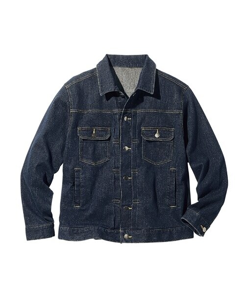 nissen（ニッセン）の「ストレッチデニムジャケット（デニムジャケット・メンズ・ネイビー/黒・M/L/LL/3L/4L/5L/6L/8L/10L）」の2枚目の写真