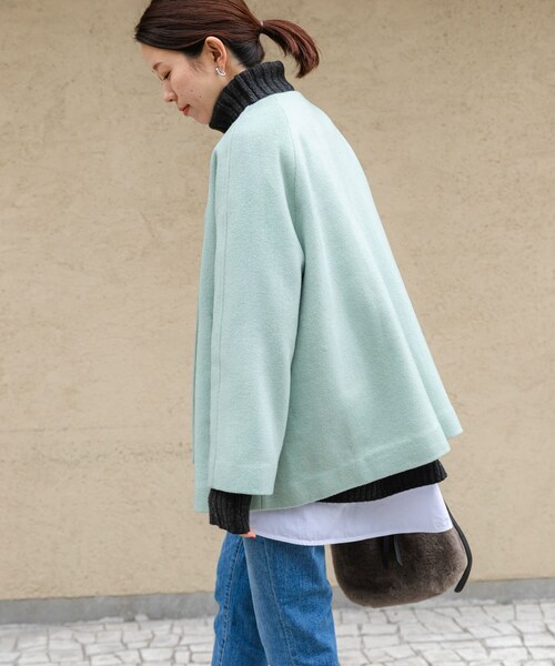URBAN RESEARCH Sonny Label（アーバンリサーチサニーレーベル）の「ノーカラーショートコート（ノーカラージャケット・レディース・ミント/ブラック/ベージュ・FREE）」の22枚目の写真