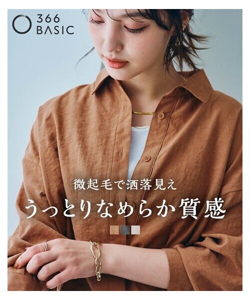 nissen（ニッセン）の「＜大きいサイズ＞マットピーチスキンオーバーサイズシャツ（シャツ/ブラウス・レディース・キャメル/チャコール/アイボリー・L/LL/3L/4L/5L/6L/8L/10L）」の3枚目の写真