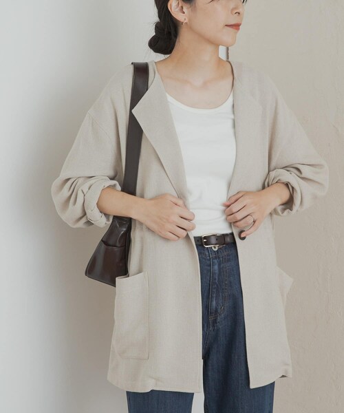 URBAN RESEARCH DOORS(アーバンリサーチドアーズ)の「ウエストドロストジャケット(テーラードジャケット・レディース・BLACK/BEIGE・M)」の19枚目の写真