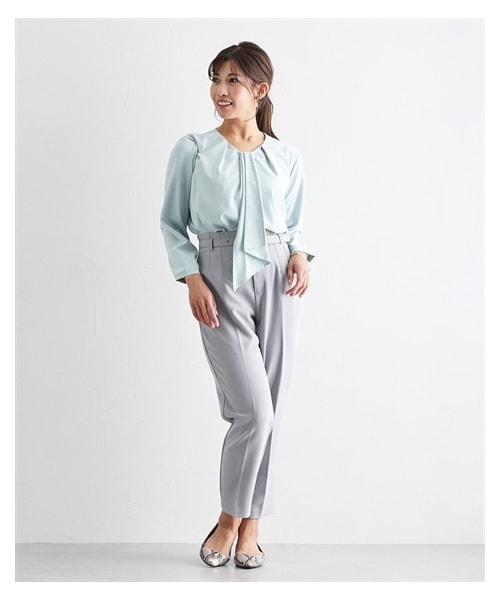 nissen（ニッセン）の「【大きい胸専用】２WAYボウタイブラウス（形態安定イージーケア・透けにくい・ＵＶカット）（シャツ/ブラウス・レディース・オフホワイト/アイスグレー/ミント・FS/FM/FL/FLL/F3L）」の10枚目の写真