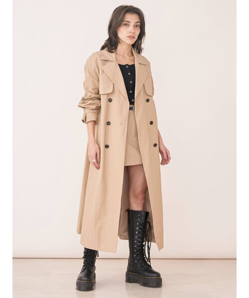 EVRIS（エヴリス）の「チェーンベルトトレンチコート【セットアップ着用可能】（トレンチコート・レディース・パープル/ブラック/グリーン/ベージュ・F）」の16枚目の写真