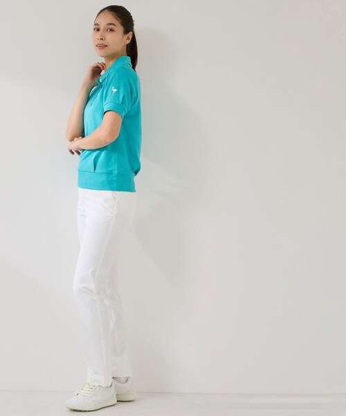 ROPE'（ロペ）の「ジャガードタックスリーブ半袖ポロ/UV・吸水（ポロシャツ・レディース・ブラック/ホワイト/ターコイズ/イエロー・L/M/S）」の22枚目の写真