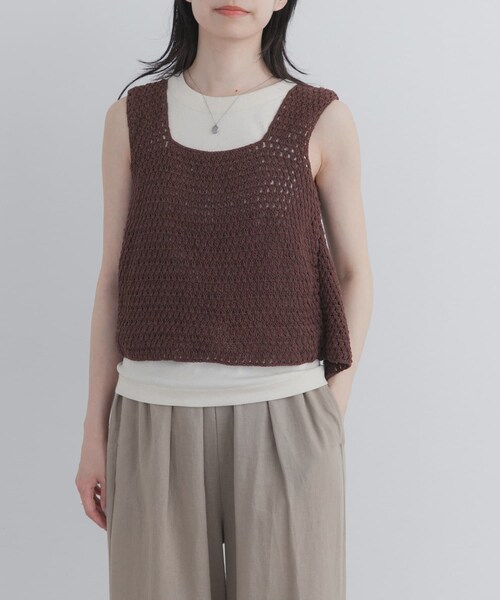URBAN RESEARCH DOORS（アーバンリサーチドアーズ）の「『別注』AFLOAH×DOORS　KNIT TUNK TOP（タンクトップ・レディース・BLACK/BROWN・One）」の9枚目の写真