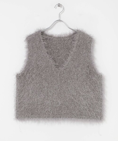 ITEMS URBANRESEARCH(アイテムズ アーバンリサーチ)の「フェザーVネックニットベスト(ベスト・レディース・OFF/GRY/BRN・Free)」の2枚目の写真
