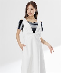 nissen | 【大きい胸専用】綿100%スタイルアップジャンパースカート（ポケット付き）(ワンピース)