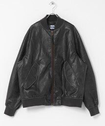 ARMY TWILL VeganLeatherBlouson