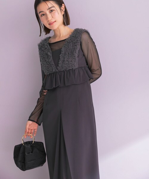 URBAN RESEARCH ROSSO（アーバンリサーチロッソ）の「ANDRESD　TULLE FRILL PEPLUM DRESS（ワンピース・レディース・CHARCOAL・S/M）」の2枚目の写真