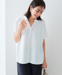 7days Life Styling | ストレッチパウダーサテンレギュラーカラードルマンスリーブシャツ（しわになりにくい・速乾・洗濯機OK・UVカット）＜大きいサイズ有＞(シャツ/ブラウス)